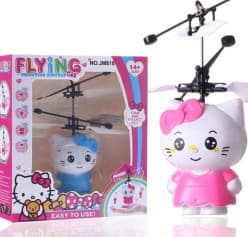 Flying Hello Kitty Toy | Hand Sensor Infrared Induction Mini Drone | LED Flashing Lights | USB Rechargeable | Gravity Sensor Helicopter Aircraft | Gift for Girls & Boys | Ages 3+