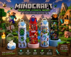 Minecraft Water Bottle for Kids | 620 ml | Color as per Stock dispatched | Pack of 1 Pc