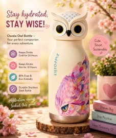Water Bottle for Kids | 450 ml | Style 2 | Color as per Stock dispatched | Pack of 1 Pc