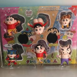 Kidoyz Shinchan Anime Cartoon Boy Mini Figure Set With Stand for Kids - Pack of 6pcs