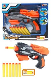 Thunder Strike Space Gun Toy for Kids 4+ | Long Range Foam Dart Blaster with 6 Mega Soft Bullets | Manual Pull Back Action | Safe Shooting Toy Gun | Birthday Gift for Boys & Girls