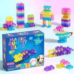 Jelly Building Blocks Set (20 Pcs) | Colourful Magic Gummy Blocks for Kids Ages 3+