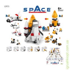 Lego Style Space Shuttle Building Blocks Box (Pack of 12) | Space Exploration 6-in-1 Combiner Sets | Return Gift