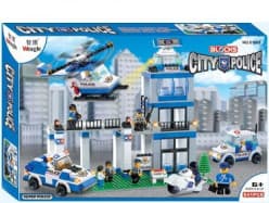 Lego Style City Police Station Building Blocks Set (541 Pcs) | Police Helicopter, Cars & Minifigures