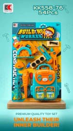 Kidoyz Building Worker Tool Set for Kids | 54 Pcs Pretend Play Toolkit with Tool Backpack & Accessories | Ages 3+