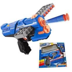 Kidoyz Mega Shooter Foam Dart Gun for Kids – Blaster Toy with 12 Soft Bullets, Continuous Shooting Mode, Safe & Fun Play for Boys & Girls Age 6+ (Blue)